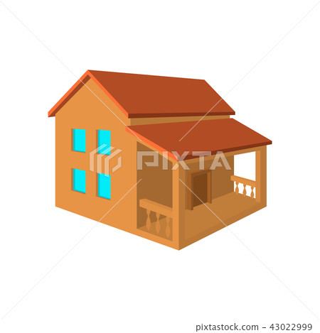 Two-storey house with porch flat icon Two-storey house with porch flat icon 43022999
