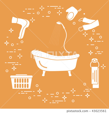 Bath, shower, dryer, washcloths, towel, basket 43023561