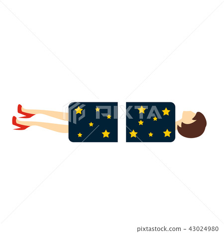 Magician sawing box with a woman flat  43024980