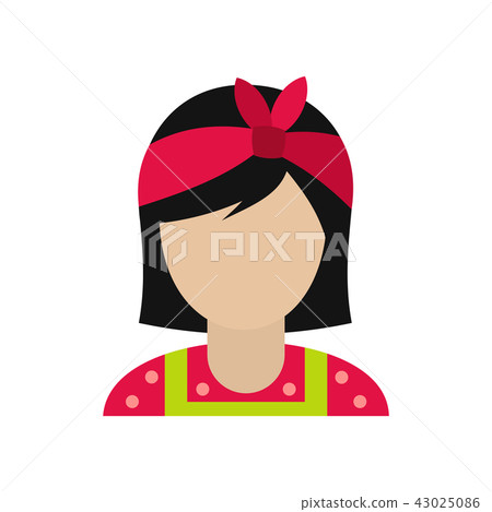 Housewife with a red bow on her head flat Housewife with a red bow on her head flat 43025086