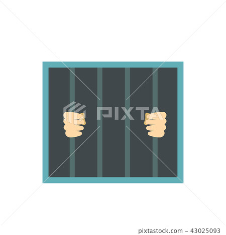 Man behind jail bars flat Man behind jail bars flat 43025093