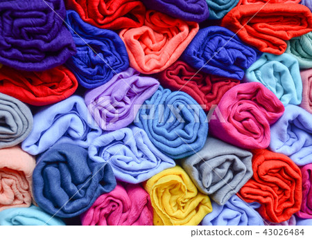 Colorful textile for sale at a street market Colorful textile for sale at a street market 43026484
