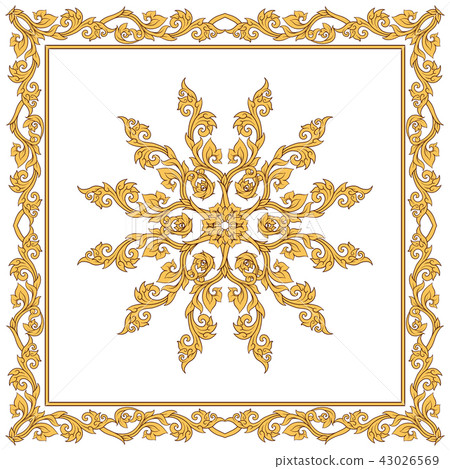 Square pattern with decorative outline elements of traditional Square pattern with decorative outline elements of traditional 43026569