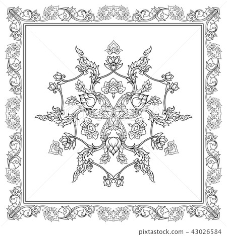 Square pattern with decorative outline elements of traditional 43026584