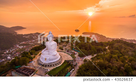 aerial view sweet sunset at Phuket big Buddha aerial view sweet sunset at Phuket big Buddha 43026637