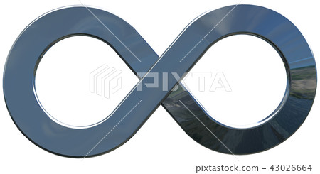 CG 3D illustration Stereoscopic design Infinite possibilities Object mark Symbol Metal metal 43026664