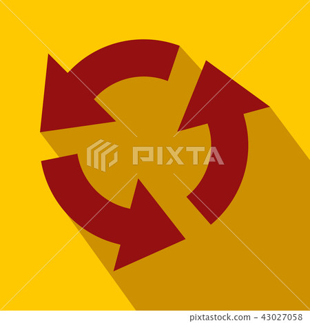 Circular red arrows flat icon 43027058