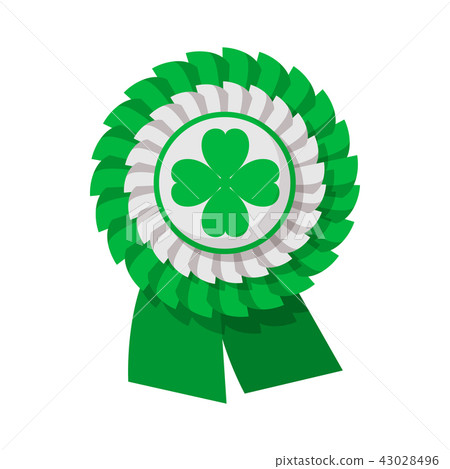 Ribbon rosette with four leaf clover cartoon icon 43028496