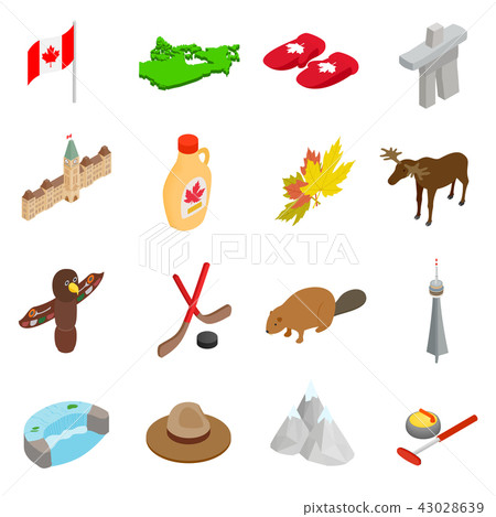Canada isometric 3d icons set 43028639