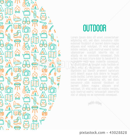Outdoor concept with thin line icons Outdoor concept with thin line icons 43028828
