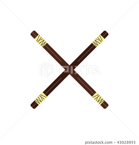 Wooden sword bokken flat icon 43028955
