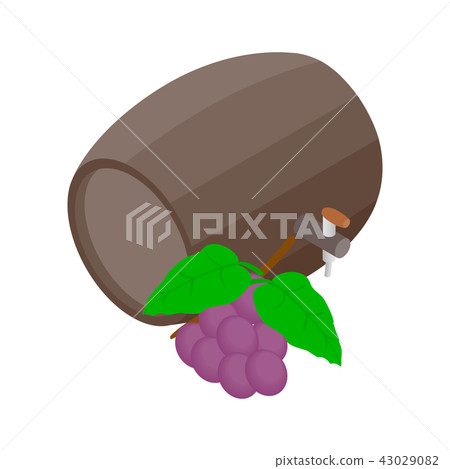 Barrel of wine with grape branch icon Barrel of wine with grape branch icon 43029082