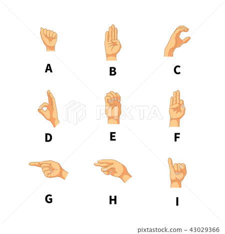 Sign language latin alphabet letters on white 43029366