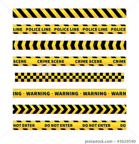 Yellow and black caution tapes, seamless borders 43029540