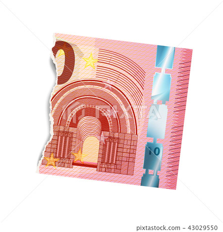 Realistic dummy of half ten euro banknote Realistic dummy of half ten euro banknote 43029550
