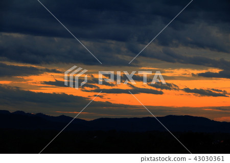 sunset in sky and rain cloud beautiful colorful sunset in sky and rain cloud beautiful colorful 43030361