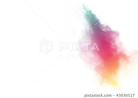 Bizarre form of color powder explosion on white Bizarre form of color powder explosion on white 43030517