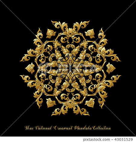 Gold mandala of traditional Thai ornament. Stock illustration. 43031529