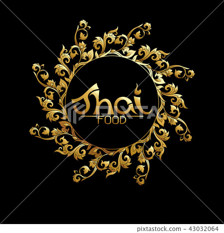 Logo for Thai food, restaurantwith traditional thai ornament, pa Logo for Thai food, restaurantwith traditional thai ornament, pa 43032064