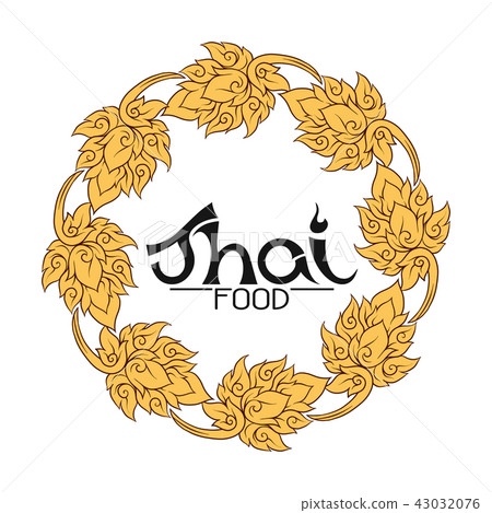 Logo for Thai food, restaurantwith traditional thai ornament, pa Logo for Thai food, restaurantwith traditional thai ornament, pa 43032076