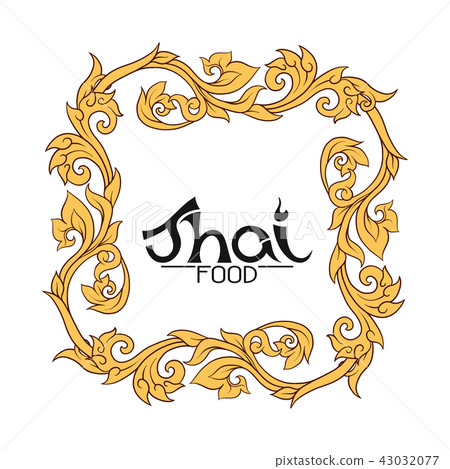 Logo for Thai food, restaurantwith traditional thai ornament, pa Logo for Thai food, restaurantwith traditional thai ornament, pa 43032077
