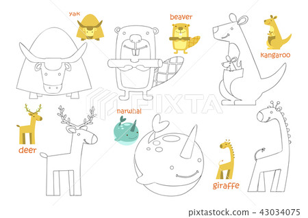 Kids coloring page set 43034075