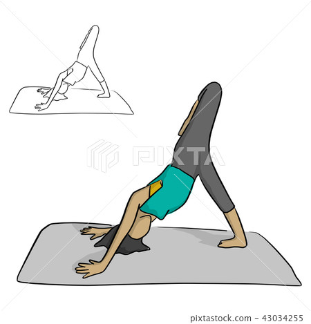 Woman practicing yoga on a gray mat vector Woman practicing yoga on a gray mat vector 43034255