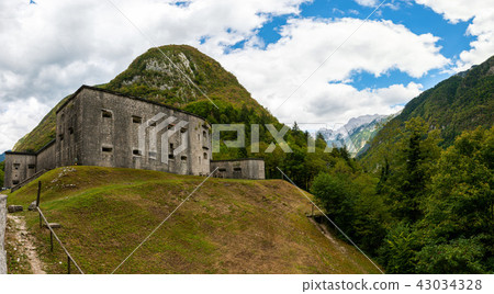 Fortress Kluze - Flitscher Klause near Bovec, Slovenia, built in 1881 and protecting a mountain pass 43034328