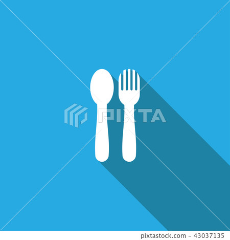 Spoon and fork Icon on white background , Vector. - Stock Illustration ...