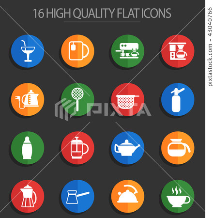 utensils for beverages 16 flat icons 43040766