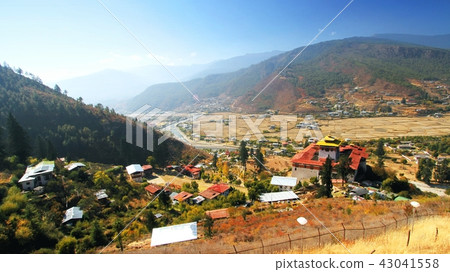 Aerial view of Paro Dzong or Rinpung Dzong,Bhutan Aerial view of Paro Dzong or Rinpung Dzong,Bhutan 43041558