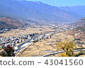 Aerial view of Thimphu City near a river in Bhutan 43041560