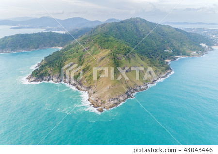 Aerial view drone shot of Laem krating viewpoint  Aerial view drone shot of Laem krating viewpoint  43043446