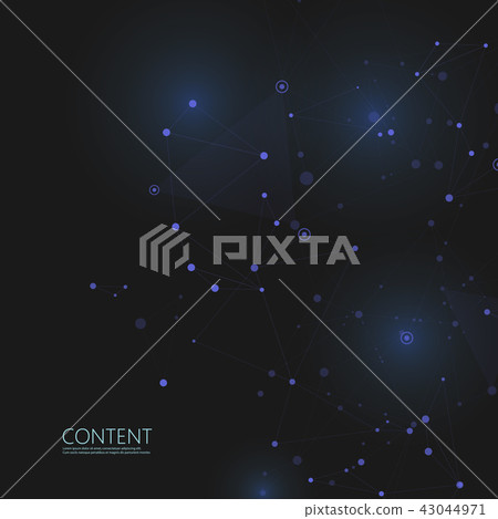 Abstract polygonal with connecting dots and lines. Connection science background 43044971
