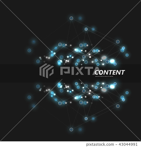 Abstract polygonal structure on dark background with connecting dots and lines Abstract polygonal structure on dark background with connecting dots and lines 43044991