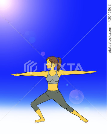 Women who do yoga fitness (blue sky) Women who do yoga fitness (blue sky) 43045068