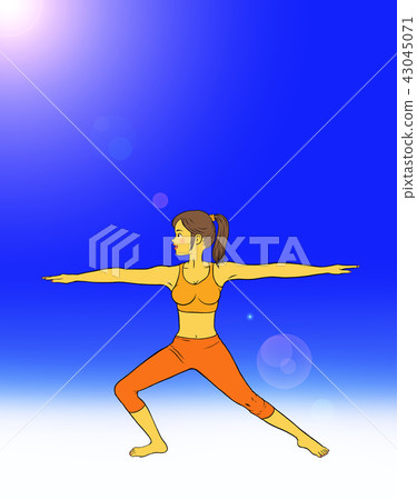 Women who do yoga fitness (blue sky) Women who do yoga fitness (blue sky) 43045071