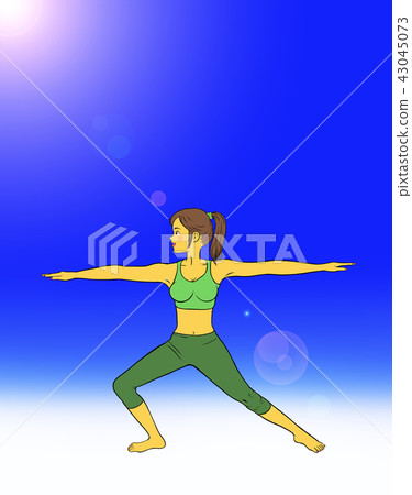 Women who do yoga fitness (blue sky) Women who do yoga fitness (blue sky) 43045073