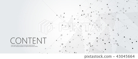 Abstract polygonal horisontal background with abstract connecting dots and lines 43045664