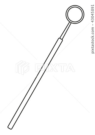 Line art black and white dental mirror 43045891