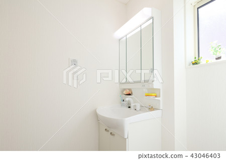 Bathroom with shower in model house Bathroom with shower in model house 43046403