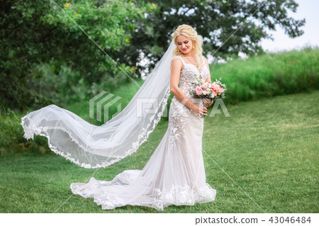 beautiful bride in wedding dress 43046484