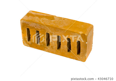 red clay brick with holes isolated on white red clay brick with holes isolated on white 43046710