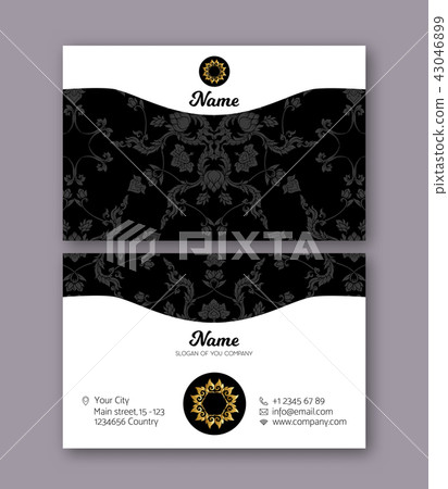 A template for the two sides of the business card, decorated wi A template for the two sides of the business card, decorated wi 43046899