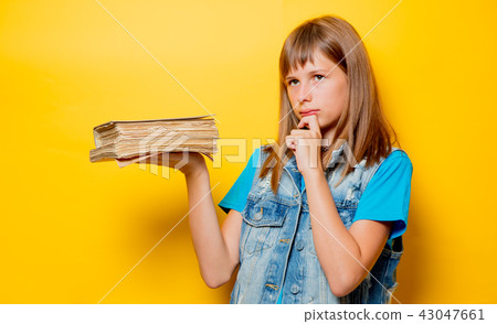 young teenage girl with books young teenage girl with books 43047661