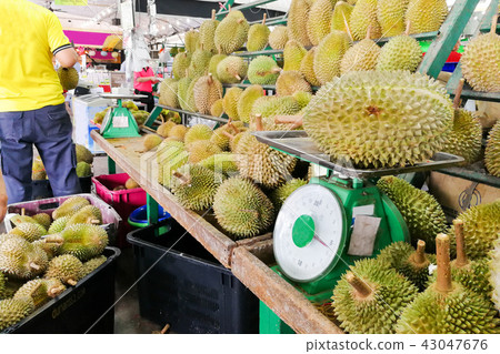 Durian displayed and sold in Malaysia stall Durian displayed and sold in Malaysia stall 43047676