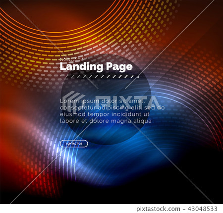 Neon glowing techno lines, hi-tech futuristic abstract background template with circles, landing Neon glowing techno lines, hi-tech futuristic abstract background template with circles, landing 43048533