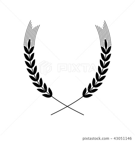 Wheat sign illustration. Spike. Spica. Vector. Filled black icon Wheat sign illustration. Spike. Spica. Vector. Filled black icon 43051146