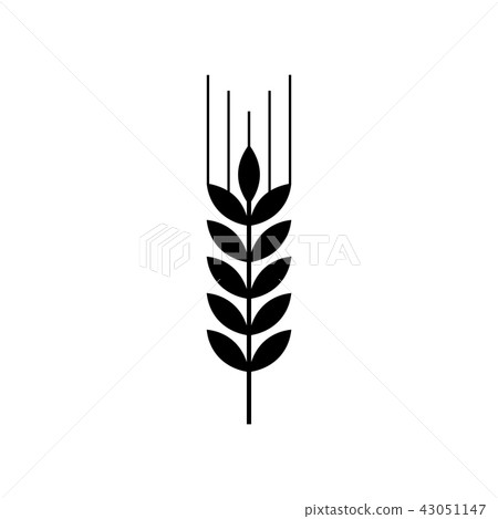 Wheat sign illustration. Spike. Spica. Vector. Filled black icon Wheat sign illustration. Spike. Spica. Vector. Filled black icon 43051147