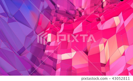3d render of abstract geometric background with modern gradient colors in low poly style. 3d surface 43052811